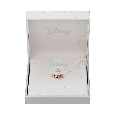 Disney's Minnie Mouse Two-Tone 14k Rose Gold & Fine Silver Plated Cubic Zirconia Minnie & Love Charms Layered Necklace