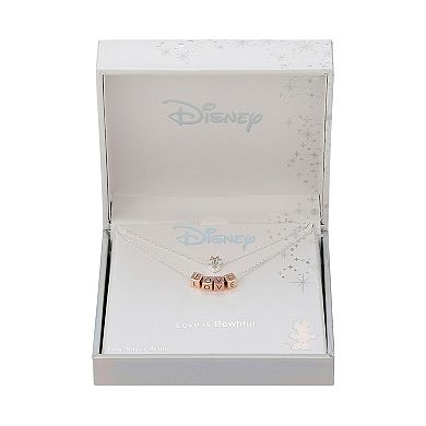 Disney Minnie Mouse Two-Tone 14k Rose Gold & Fine Silver Plated Cubic Zirconia Minnie & Love Charms Layered Necklace