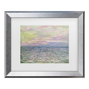 Trademark Fine Art Claude Monet Coucher de Soleil a Pourville Matted Framed Art