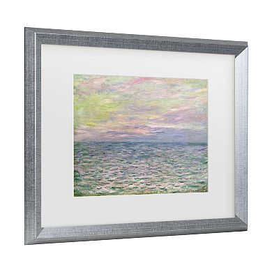 Trademark Fine Art Claude Monet Coucher de Soleil a Pourville Matted Framed Art