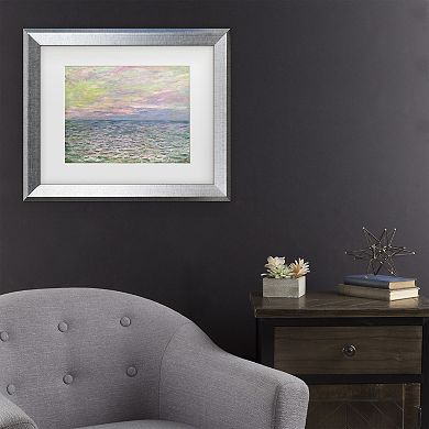 Trademark Fine Art Claude Monet Coucher de Soleil a Pourville Matted Framed Art