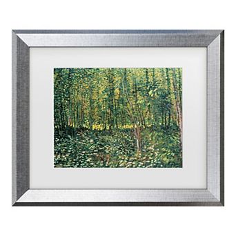 Trademark Fine Art Vincent van Gogh Trees and Undergrowth, 1887 Matted Framed Art