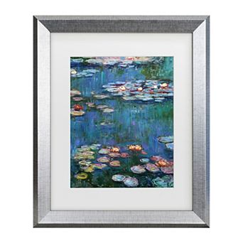 Trademark Fine Art Claude Monet Waterlilies Classic Matted Framed Art