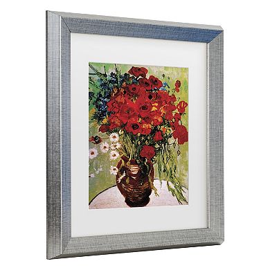 Trademark Fine Art Vincent van Gogh Dasies & Poppies Matted Framed Art