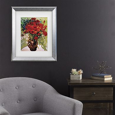Trademark Fine Art Vincent van Gogh Dasies & Poppies Matted Framed Art