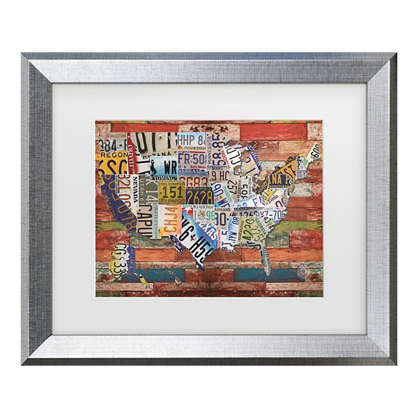 Trademark Fine Art Masters Fine Art USA License Plate on Colorful Wood