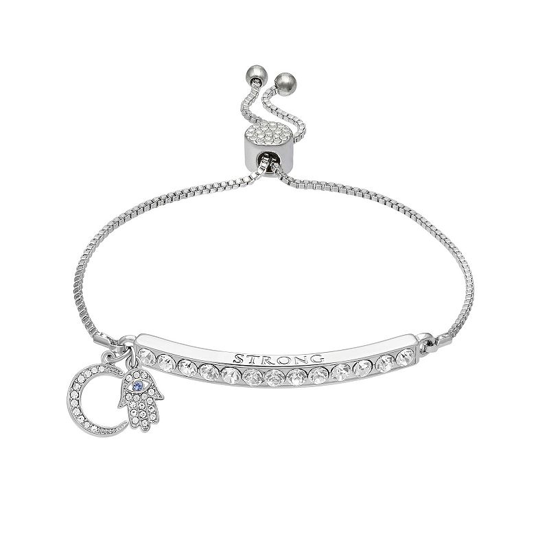 Brilliance Crystal Strong Adjustable Bracelet with Half Moon Charm, Wo