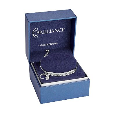 Brilliance Crystal "Strong" Adjustable Bracelet with Half Moon Charm
