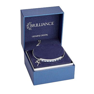 Brilliance Crystal & Sapphire "FAITH" Adjustable Bracelet with Cross Charms