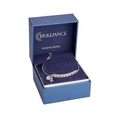 Brilliance Crystal "Love" Adjustable Bracelet with Heart & Flower Charms