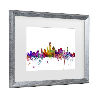 Trademark Fine Art Michael Tompsett Dallas Texas Skyline Matted Framed Art