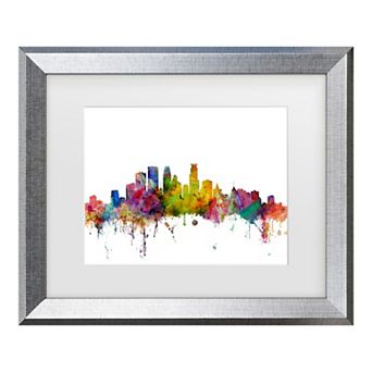 Trademark Fine Art Michael Tompsett Minneapolis, Minnesota Skyline Matted Framed Art