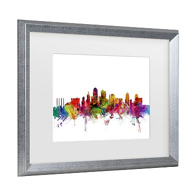 Trademark Fine Art Michael Tompsett Kansas City Skyline Matted Framed Art