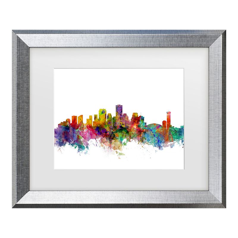 Trademark Fine Art Michael Tompsett New Orleans, Louisiana Skyline Matted Framed Art, Multi