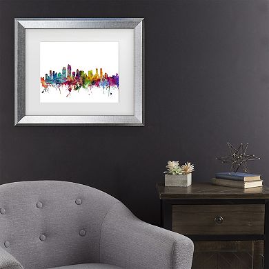Trademark Fine Art Michael Tompsett San Diego California Skyline Matted Framed Art