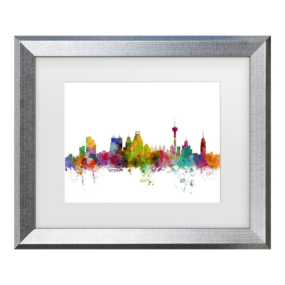 Trademark Fine Art Michael Tompsett San Antonio, Texas Skyline Matted ...