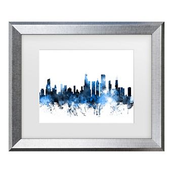 Trademark Fine Art Michael Tompsett Chicago, Illinois Skyline II Matted Framed Art