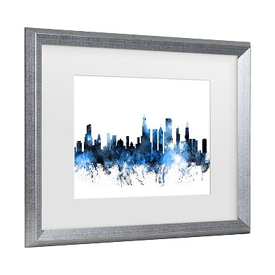 Trademark Fine Art Michael Tompsett Chicago Illinois Skyline II Matted Framed Art