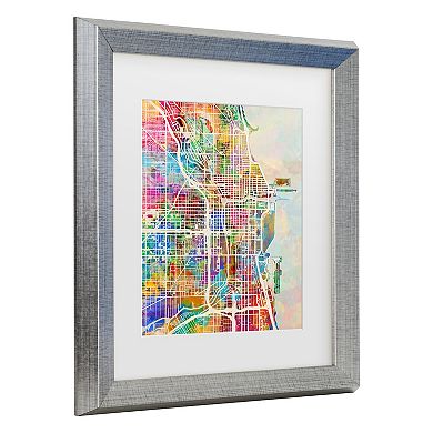 Trademark Fine Art Michael Tompsett Chicago City Street Map II Matted Framed Art