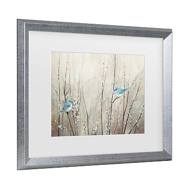 Trademark Fine Art Julia Purinton Pretty Blue Birds Matted Framed Art