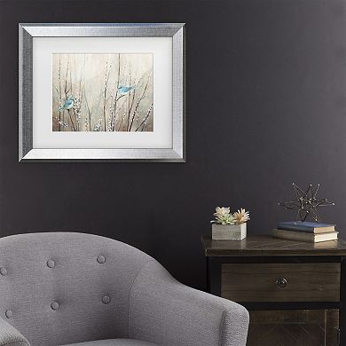 Trademark Fine Art Julia Purinton Pretty Blue Birds Matted Framed Art