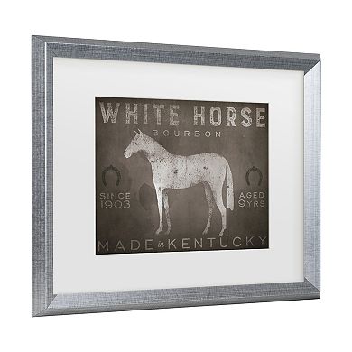 Trademark Fine Art Ryan Fowler White Horse With Words Matted Framed Art
