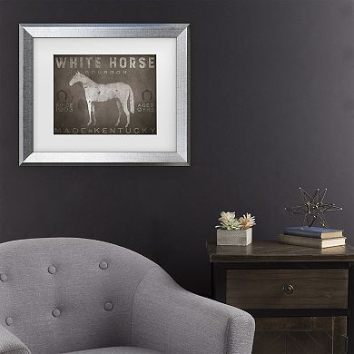 Trademark Fine Art Ryan Fowler White Horse With Words Matted Framed Art