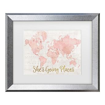 Trademark Fine Art Sue Schlabach "She's Going Places" Pink Matted Framed Art
