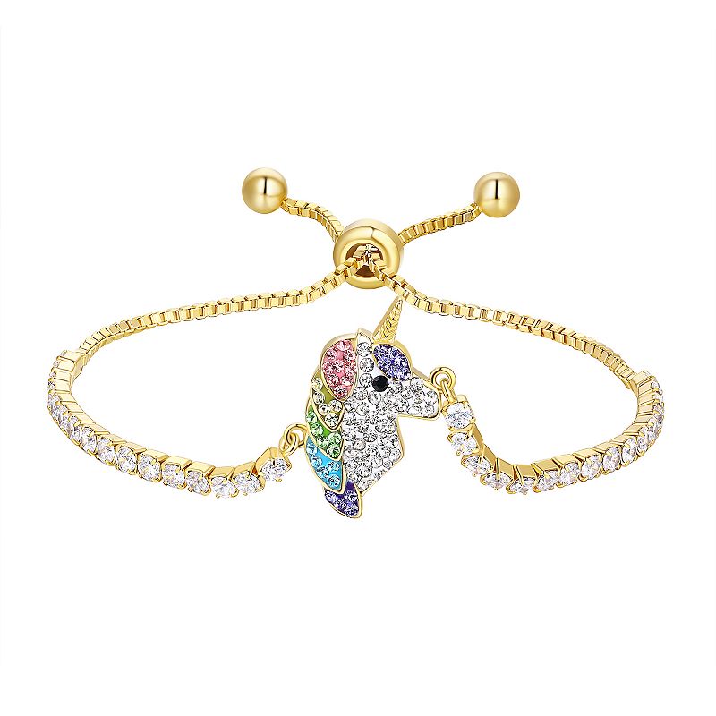 Crystal Collective 14k Gold Plated Rainbow Crystal Colored Unicorn Head Ad