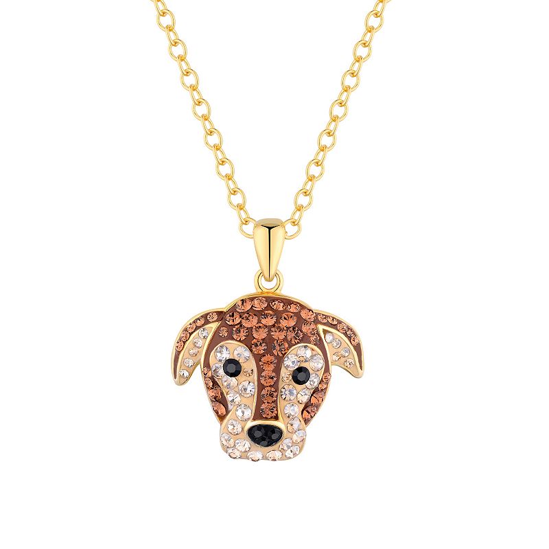 Crystal Collective 14k Gold Plated Crystal Rescue Dog Pendant Necklace, Wo