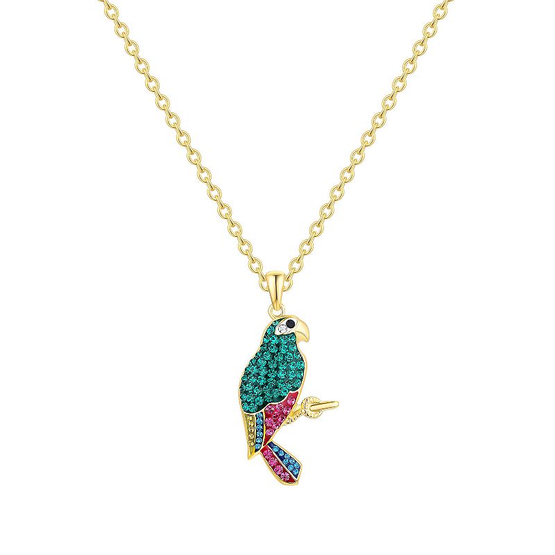 Crystal Collective 14k Gold Plated Crystal Parrot Pendant Necklace, Women