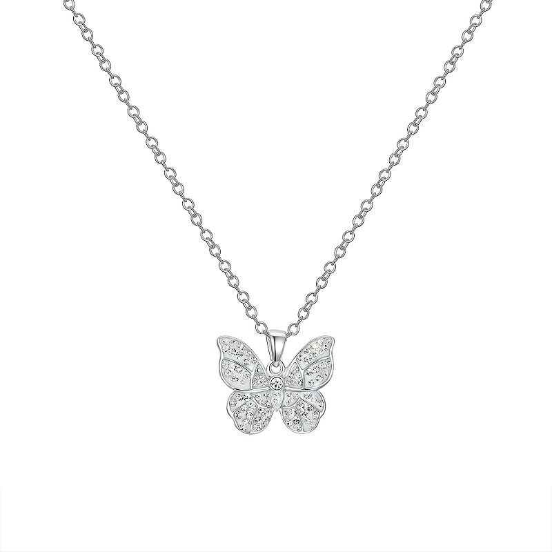 Crystal Collective Silver Plated Crystal Butterfly Pendant Necklace, Women