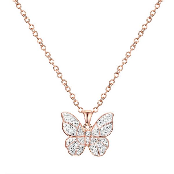 Crystal Collective 14k Rose Gold Plated White Crystal Butterfly Pendant ...