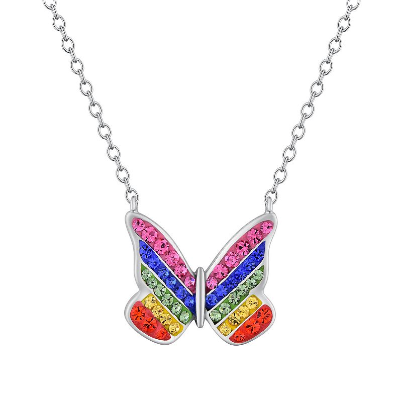 Crystal Collective Silver Plated Crystal Rainbow Butterfly Charm Pendant N