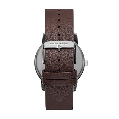 Skechers Men's Gunmetal & Brown Watch & Bracelet Set