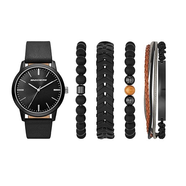 Skechers® Men's Gunmetal & Black Watch & Bracelet Set