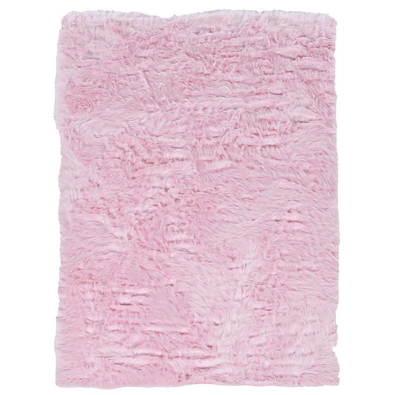 Linon Faux Sheepskin Rug, Pink, 1.5X2.5 Ft