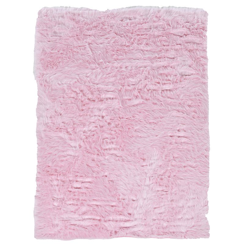 Linon Faux Sheepskin Rug, Pink, 5X7 Ft