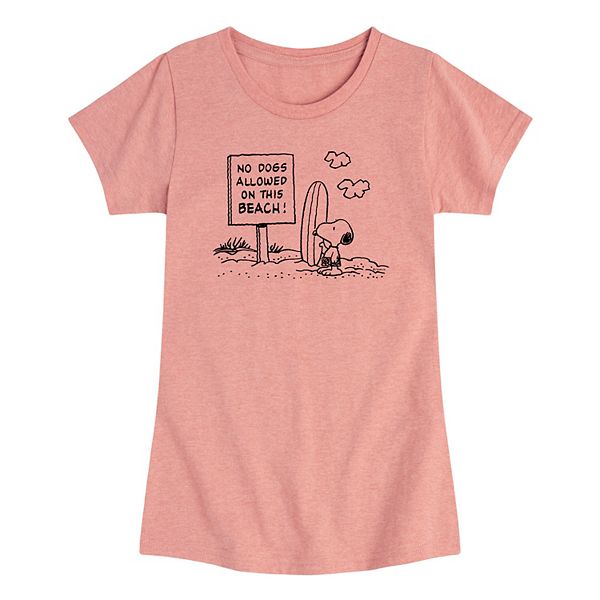 Girls 716 Peanuts "No Dogs Allowed" Beach Tee