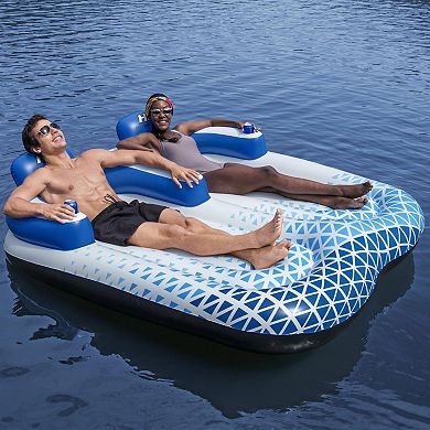 Bestway Hydro-force Indigo Wave 72" Double 2 Person Inflatable Lounge Pool Float