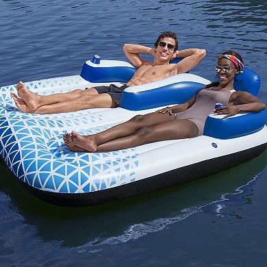 Bestway Hydro-force Indigo Wave 72" Double 2 Person Inflatable Lounge Pool Float