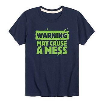 Boys 8-20 Warning May Cause A Mess Graphic Tee