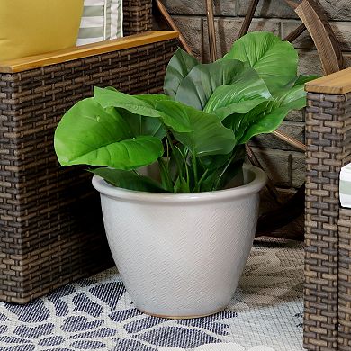 Sunnydaze 15 in Ocean Villa High-Fired Glazed Ceramic Planter - Pearl