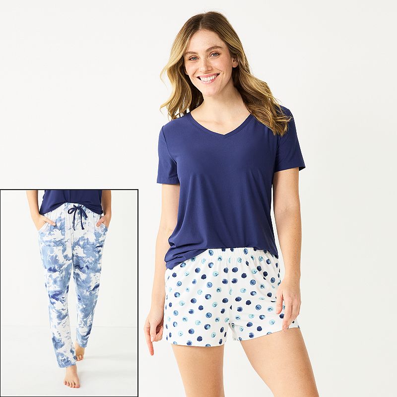 Womens Sonoma Goods For Life 3-piece Pajama Top, Pajama Shorts & Pajama Pa