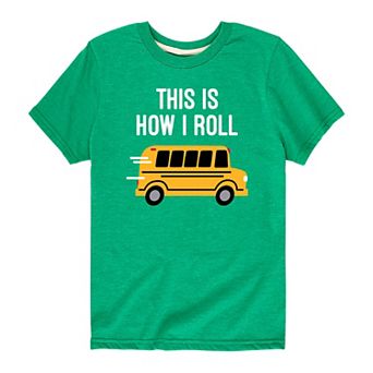 Boys 8-20 School Bus How I Roll Graphic Tee