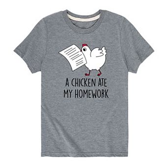 Boys 8-20 Chicken Ate My Homework Graphic Tee
