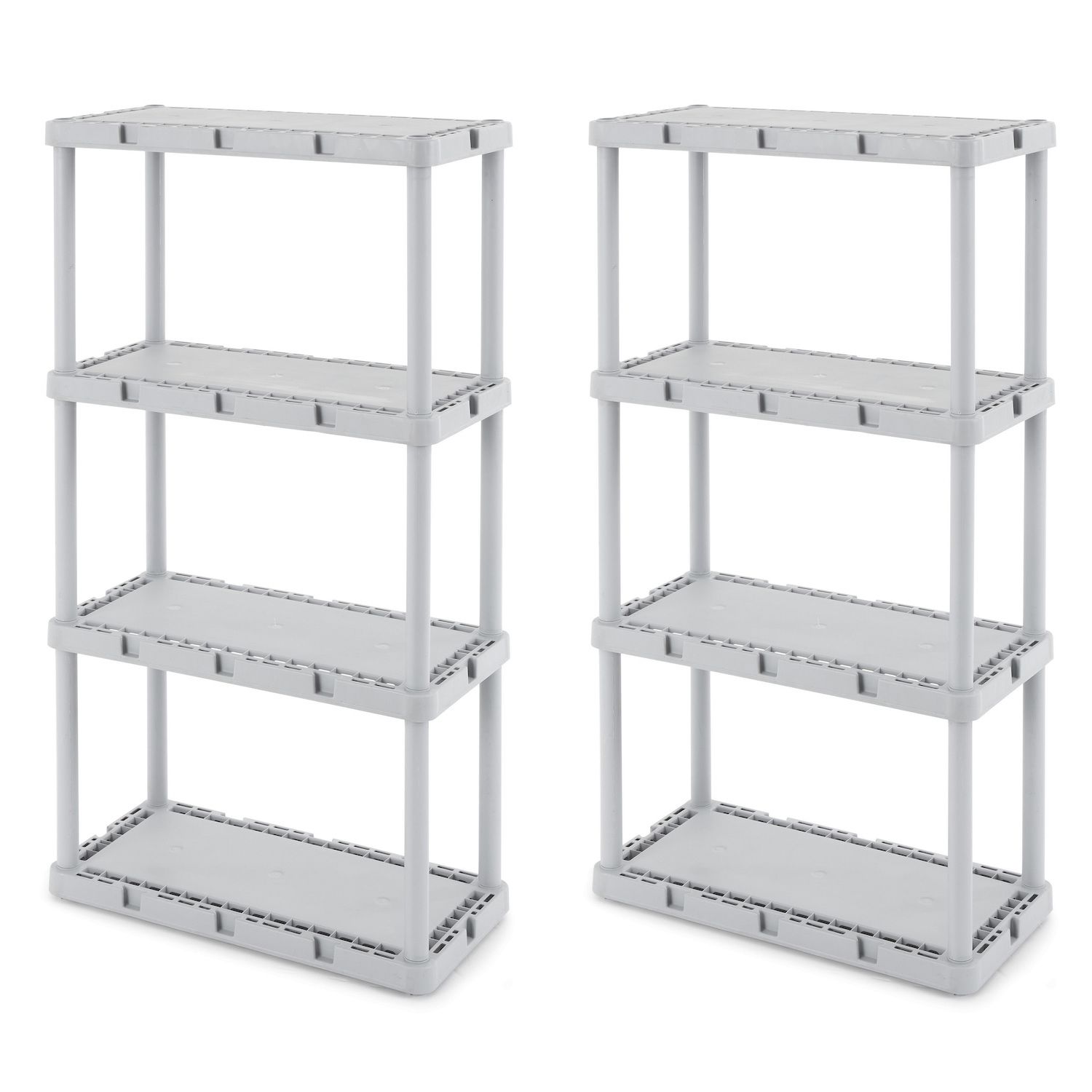 Sterilite Plastic Indoor Outdoor 4 Shelf Durable Shelving Unit, Gray