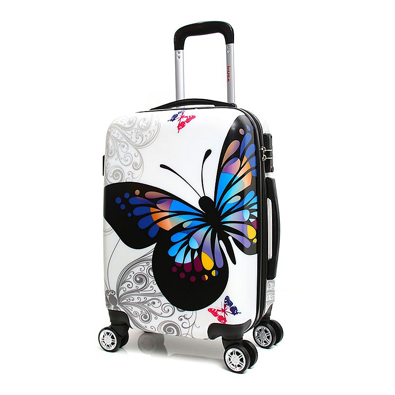 InUSA Lightweight Hardside Carry On Spinner Suitcase - Butterfly