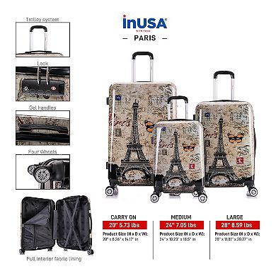 InUSA Prints 3-Piece Hardside Spinner Luggage Set