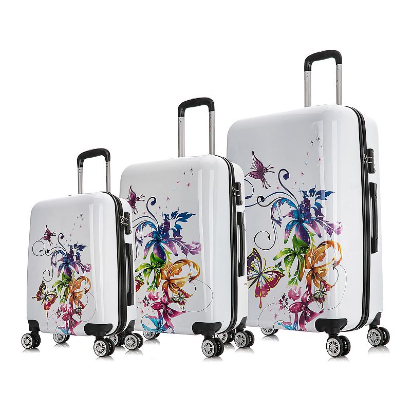 InUSA Prints 3-Piece Hardside Lightweight Luggage Sets with Spinner Wheels  Handle  Trolley  Fusion